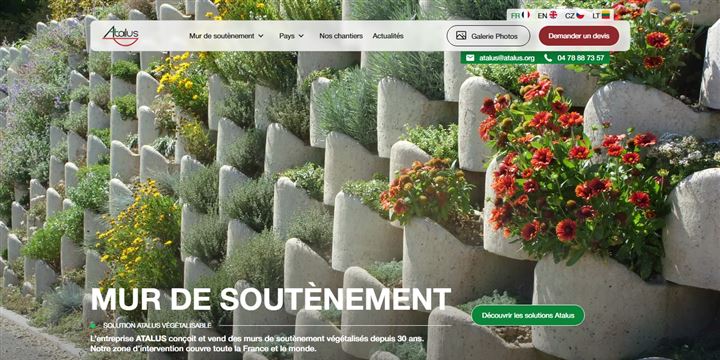 Page d’accueil du site Atalus — murs de soutènement
