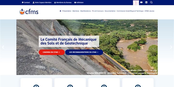 Page d’accueil du site Comité Français de Mécanique des Sols