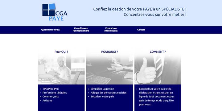 Page d’accueil du site CGA Paye