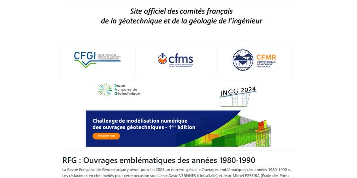 Page d’accueil du site Comités français de géotechnique