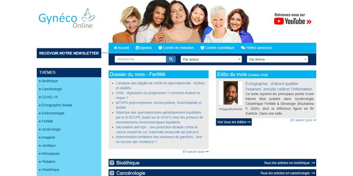 Page d’accueil du site Gynéco Online