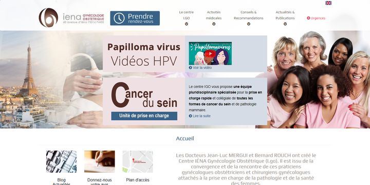 Page d’accueil du site IGO Gynéco