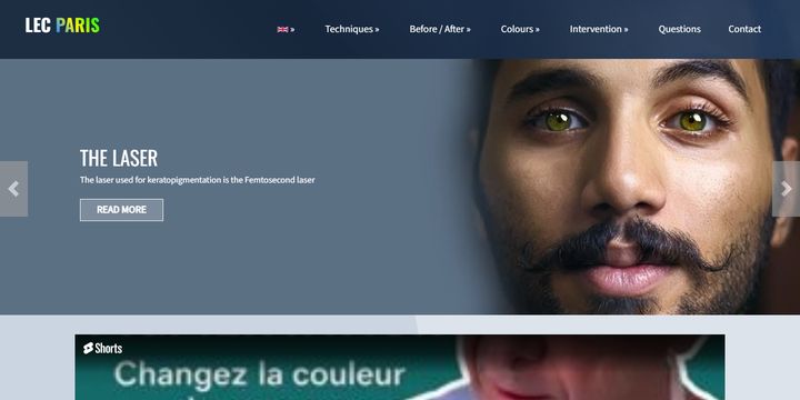 Page d’accueil du site Laser Eye Color Paris