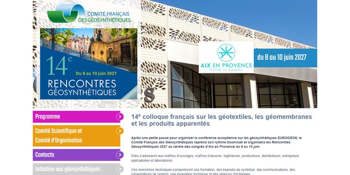 Page d’accueil du site Rencontres Géosynthétiques